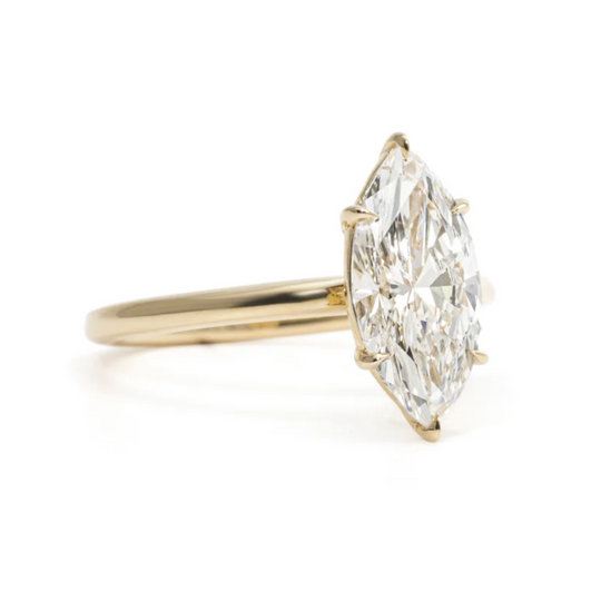 3CT Marquise  Cut Solitaire Moissanite Engagement Ring