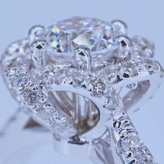 Flower Fountain Design Moissanite Engagement Ring 3