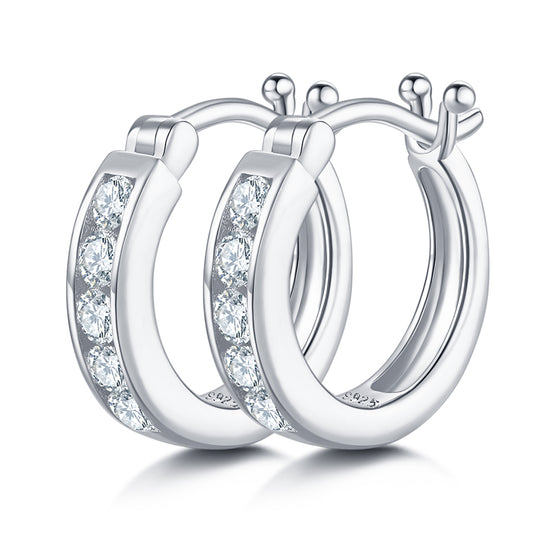 Single Row Half Hoop S925 Silver Moissanite Earrings