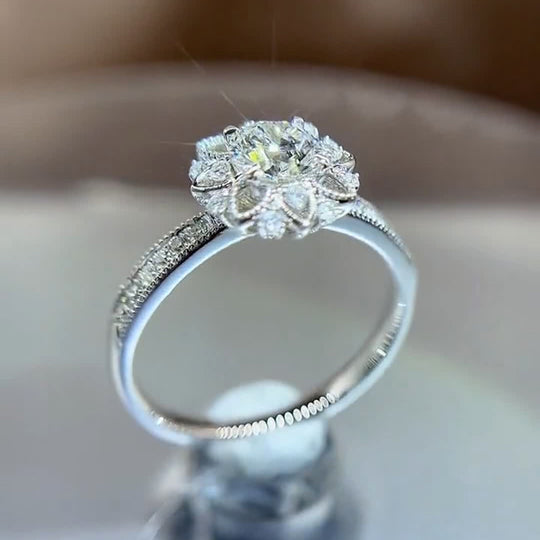 FLower Moissanite Engagement Ring