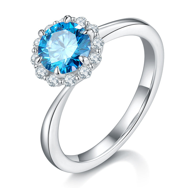 Twisted Ring Band Colorful Moissanite Engagement Ring