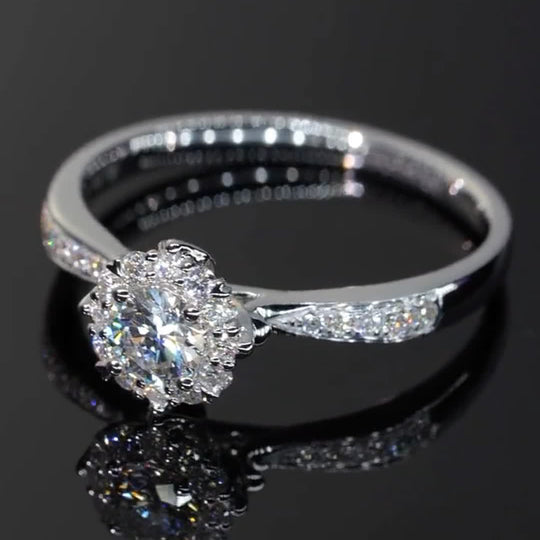 Elegant Flower Design  Moissanite Engagement Ring