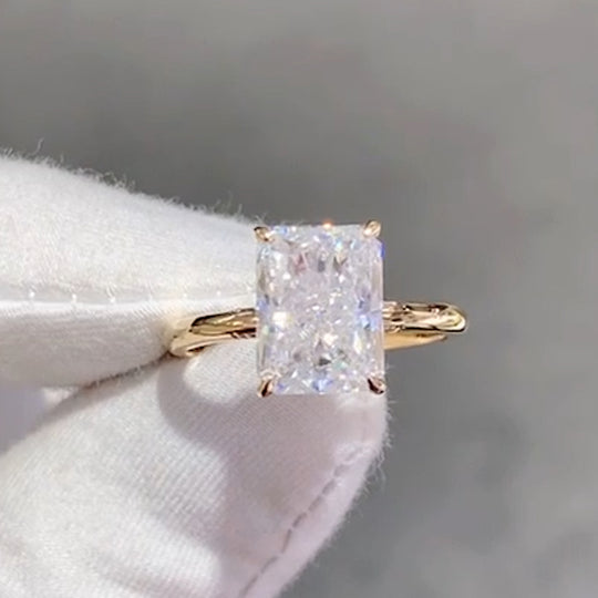 3CT Radiant Cut Hidden Halo Moissanite Engagement Ring