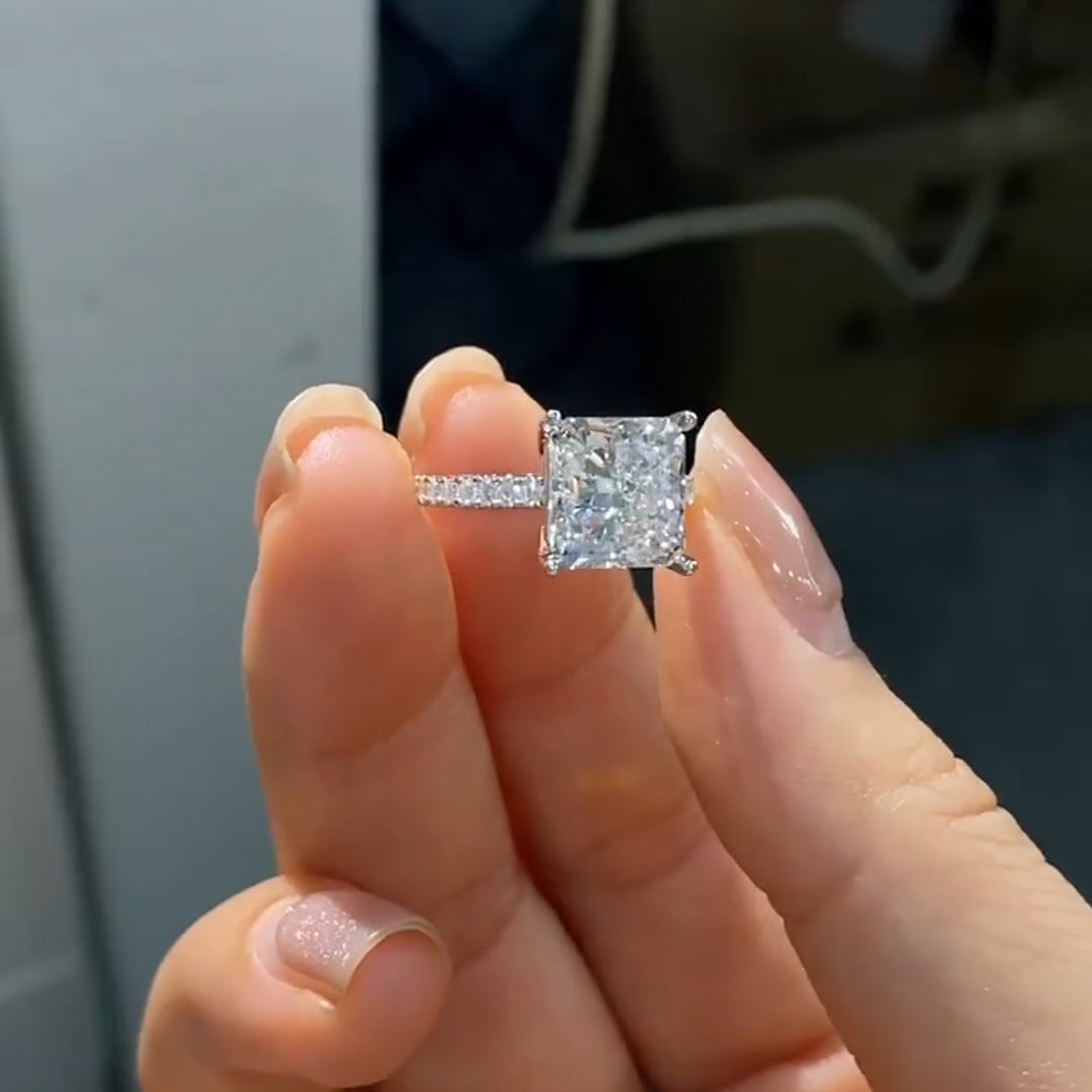 5CT Princess Cut Moissanite Engagement Ring