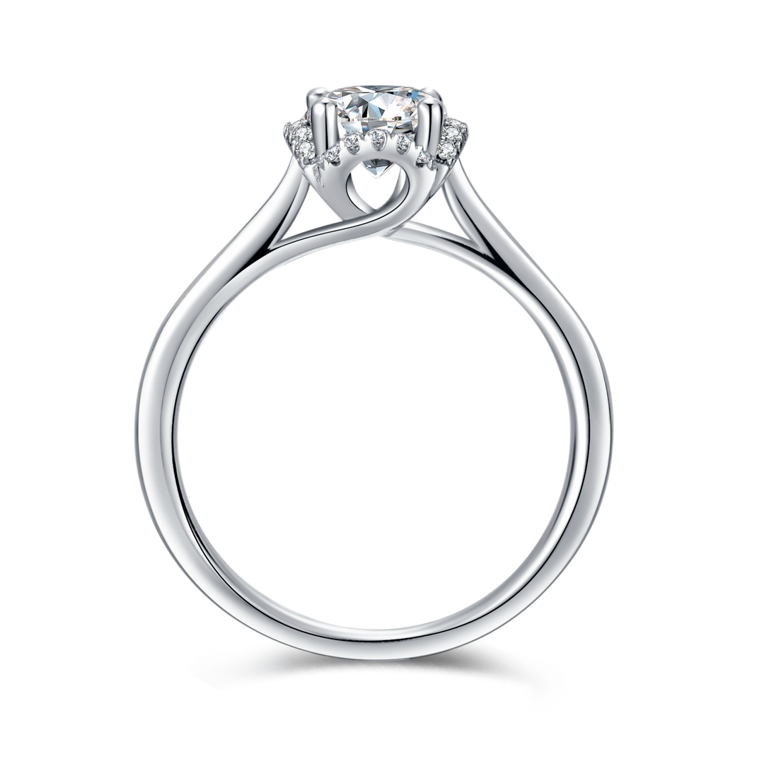 Flower Design Moissanite Engagement Ring