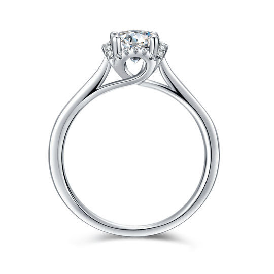 Flower Design Moissanite Engagement Ring