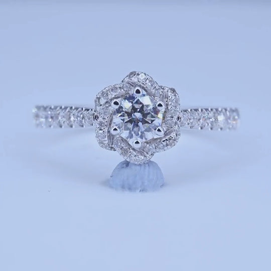 Flower Fountain Design Moissanite Engagement Ring 3