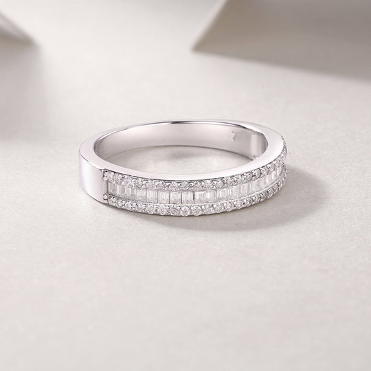 Baguettes Cut Half Eternity Matching Band Wedding Ring