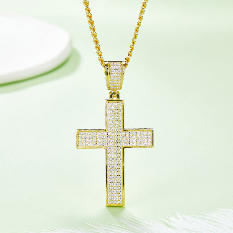 Moissanite Cross Pendant Necklace