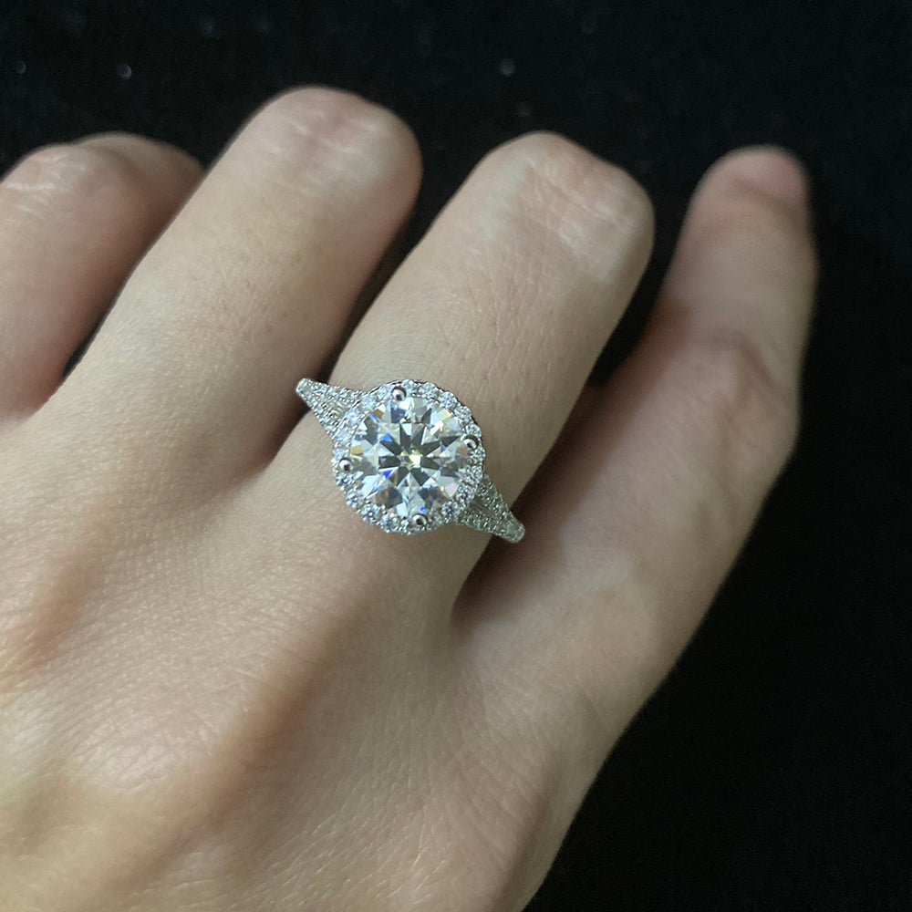 Round Halo Moissanite Ring