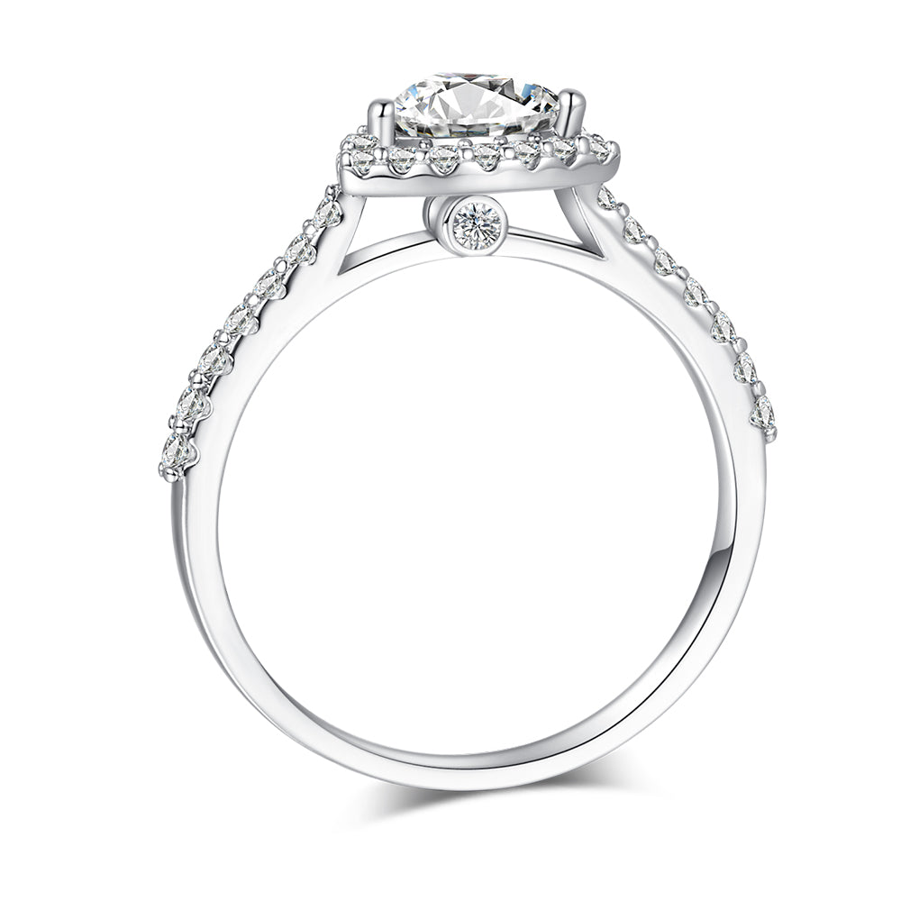 Heart Cut Halo Design Moissanite Ring