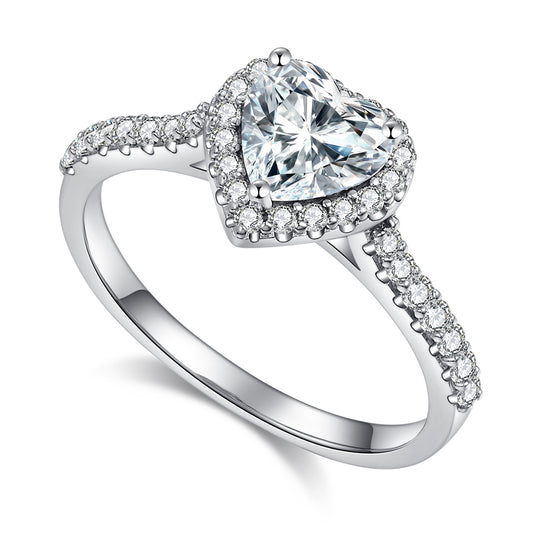 Heart Cut Halo Design Moissanite Ring