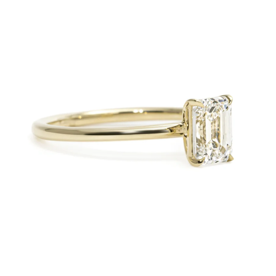Emerald Cut Solitaire Moissanite Engagement Ring
