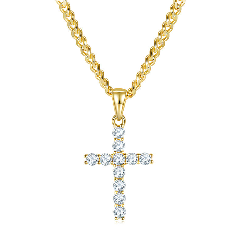 3mm/4mm/5mm Moissanite Cross Pendant Necklace