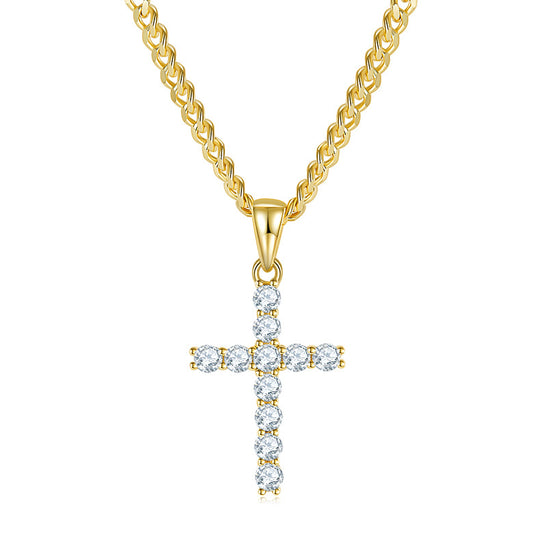 3mm/4mm/5mm Moissanite Cross Pendant Necklace