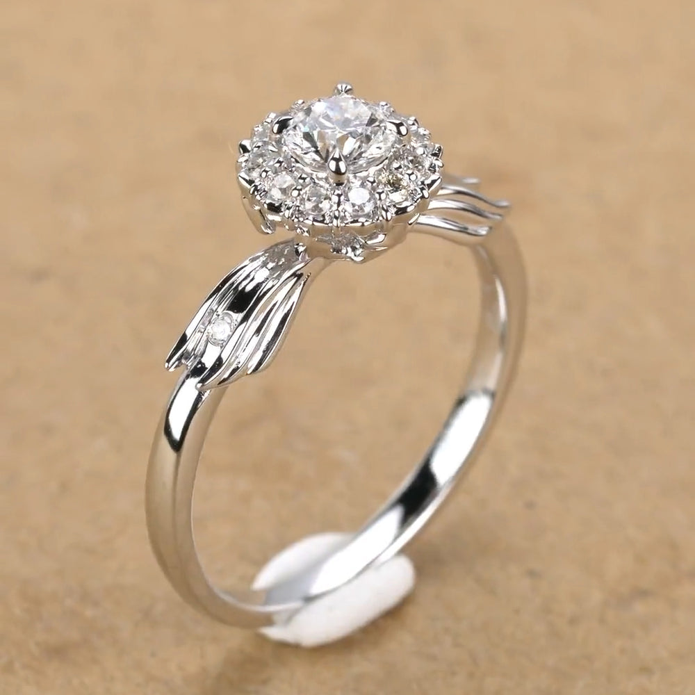 Star and Wing Design Moissanite Engagement Ring