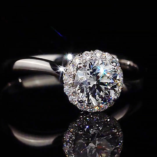 Tiered Halo Stacked Setting Moissanite Engagement Ring