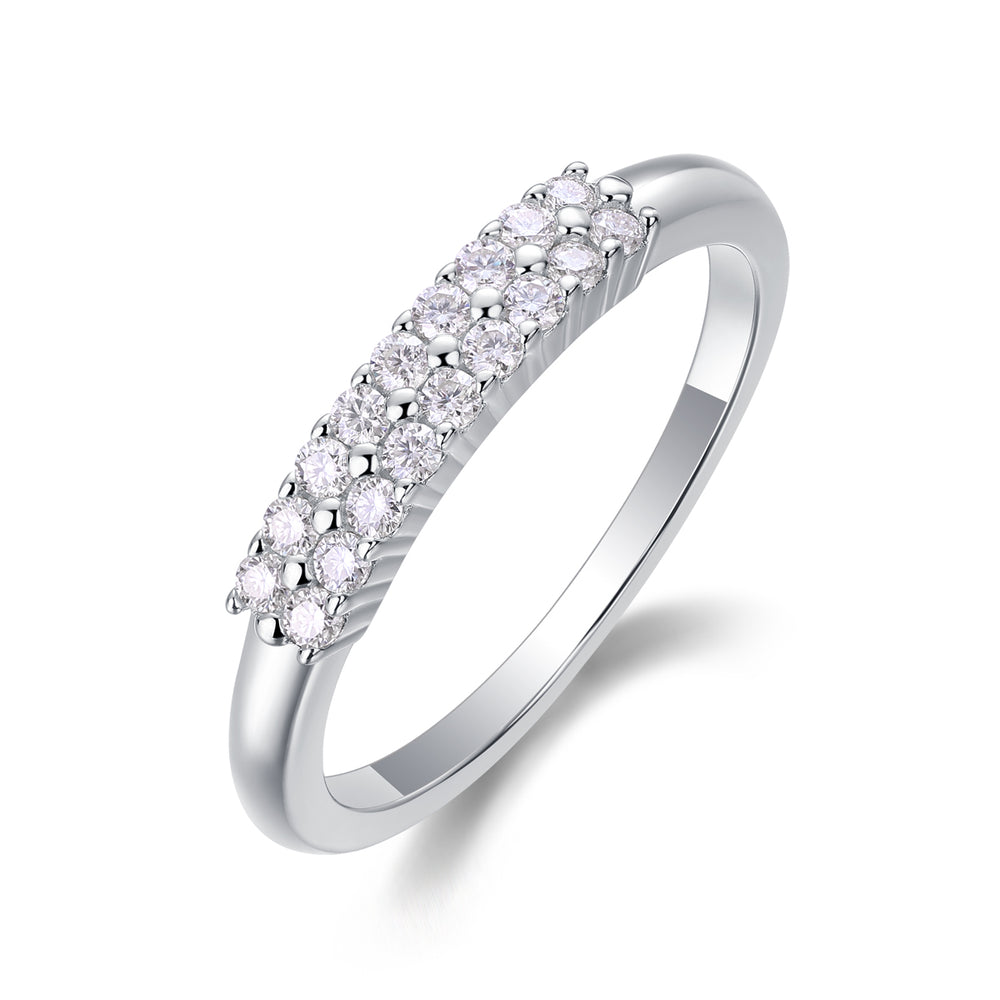 Double Layer 1/4 Eternity Matching Band Wedding Ring