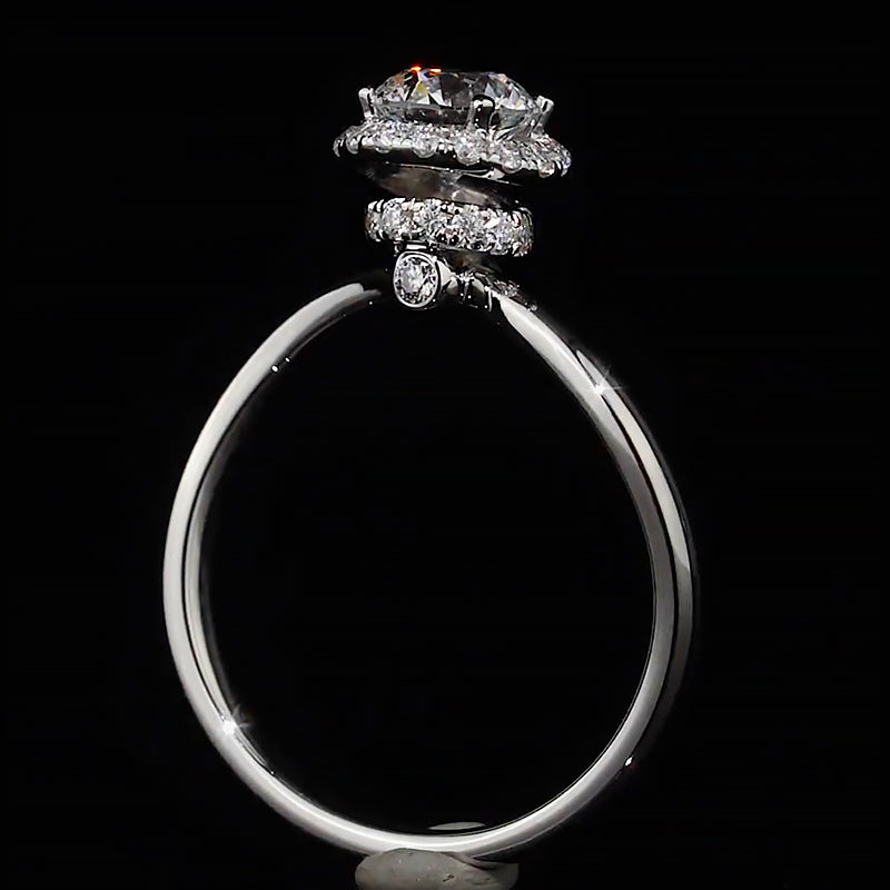 Tiered Halo Stacked Setting Moissanite Engagement Ring