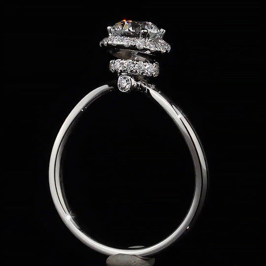 Tiered Halo Stacked Setting Moissanite Engagement Ring