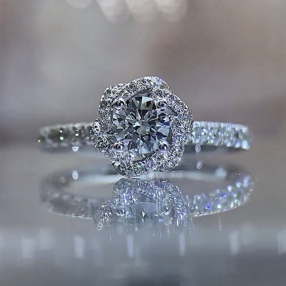 Flower Fountain Design Moissanite Engagement Ring 4