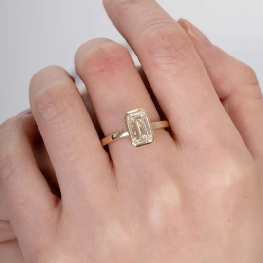 Emerald Cut Solitaire Moissanite Engagement Ring