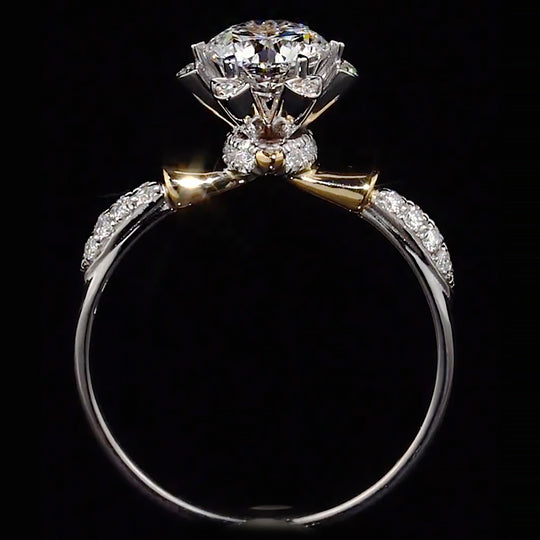 Two-Tone Split Shank Hidden Halo Accent Moissanite Engagement Ring