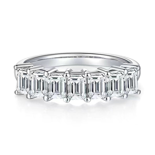 Emerald Moissanite Half Eternity Matching Band Wedding Ring