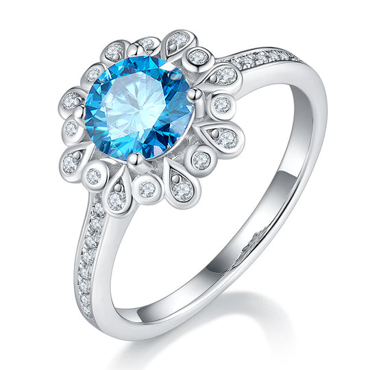 Special Flower Colorful Moissanite Engagement Ring