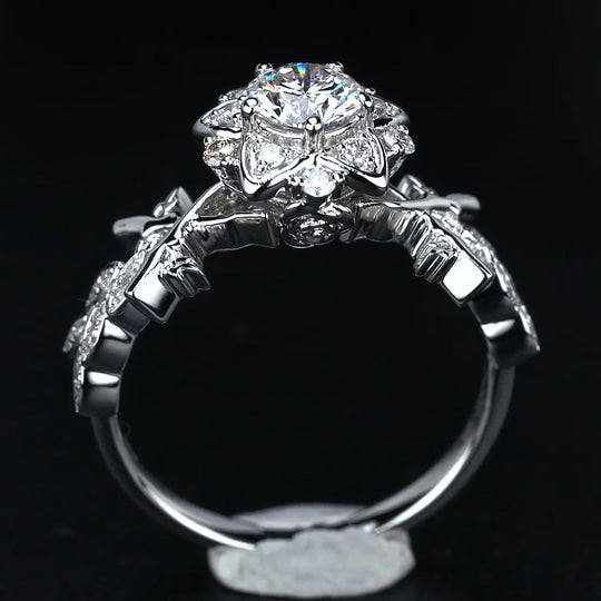 Rose Design Moissanite Engagement Ring