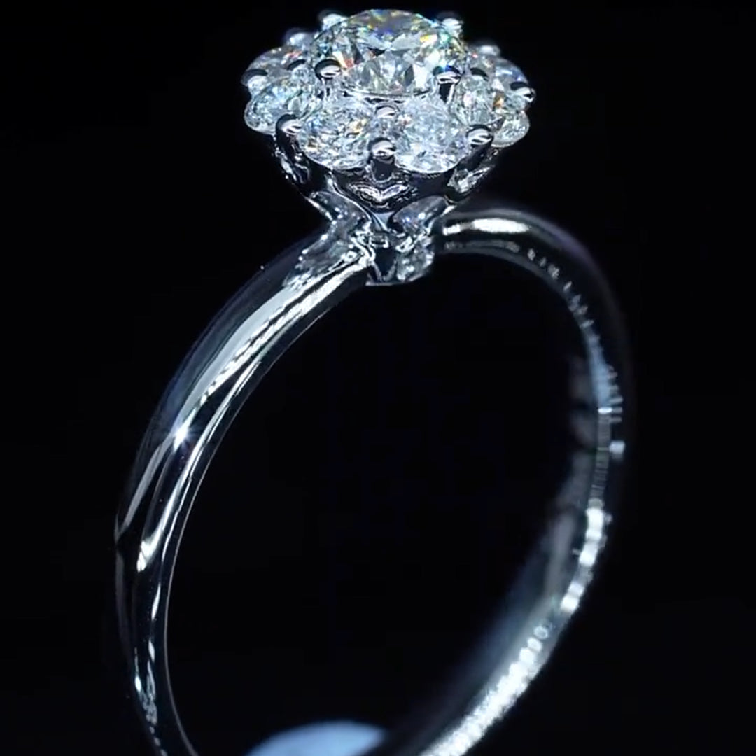 Halo Design Round Cut Moissantie Engagement Ring