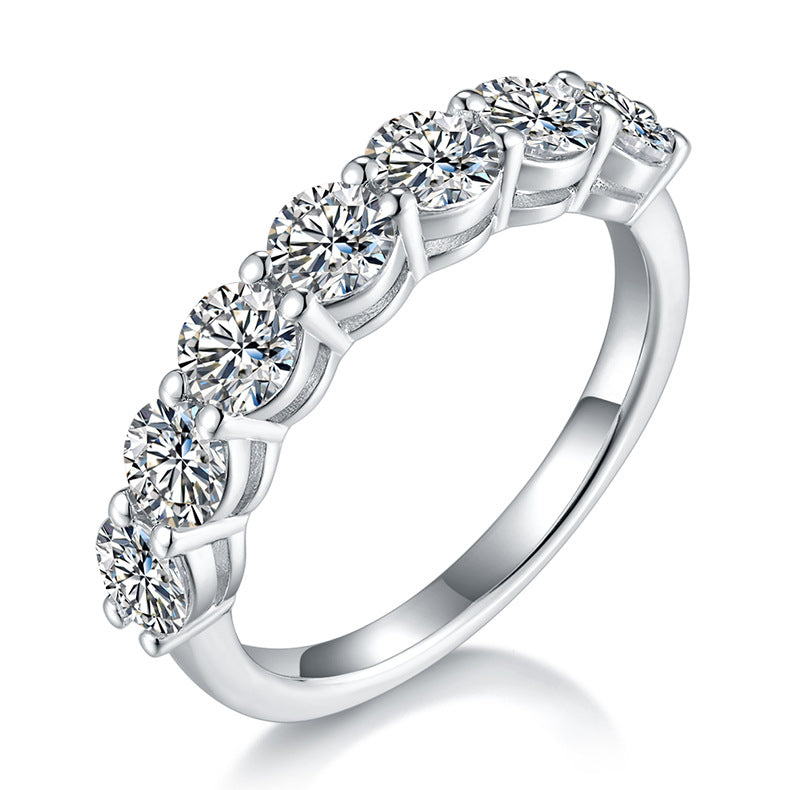 Round Moissanite Half Eternity Matching Band Wedding Ring