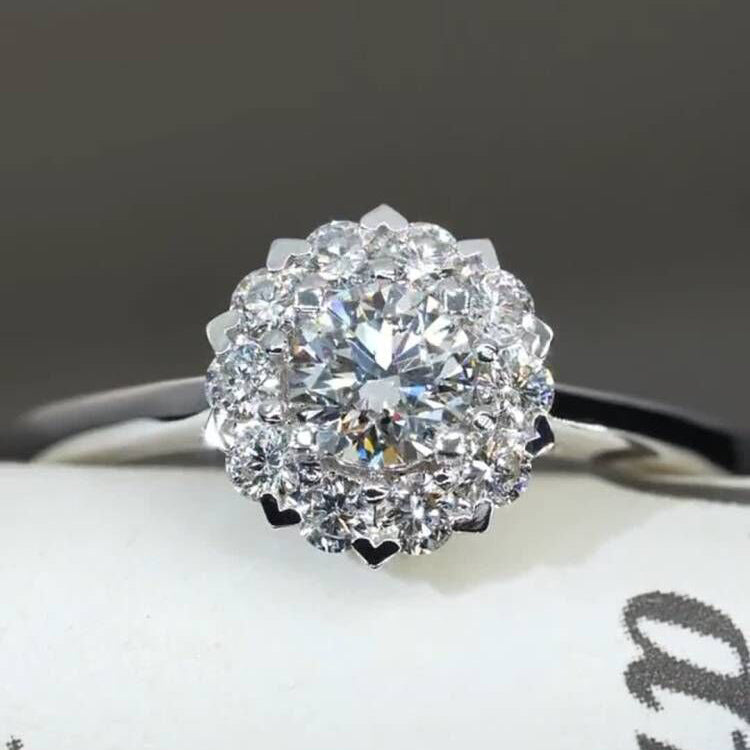 Simple FLower Moissanite Engagement Ring