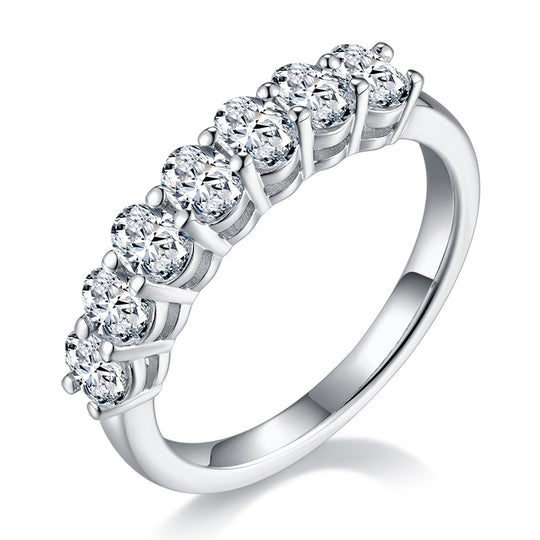 Oval Moissanite Half Eternity Matching Band Wedding Ring