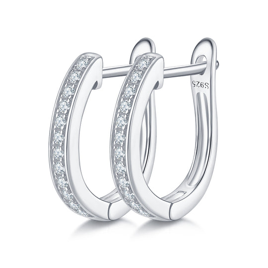 Single Row Half Hoop S925 Silver Moissanite Earrings 2