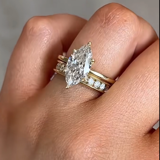 3CT Marquise  Cut Solitaire Moissanite Engagement Ring