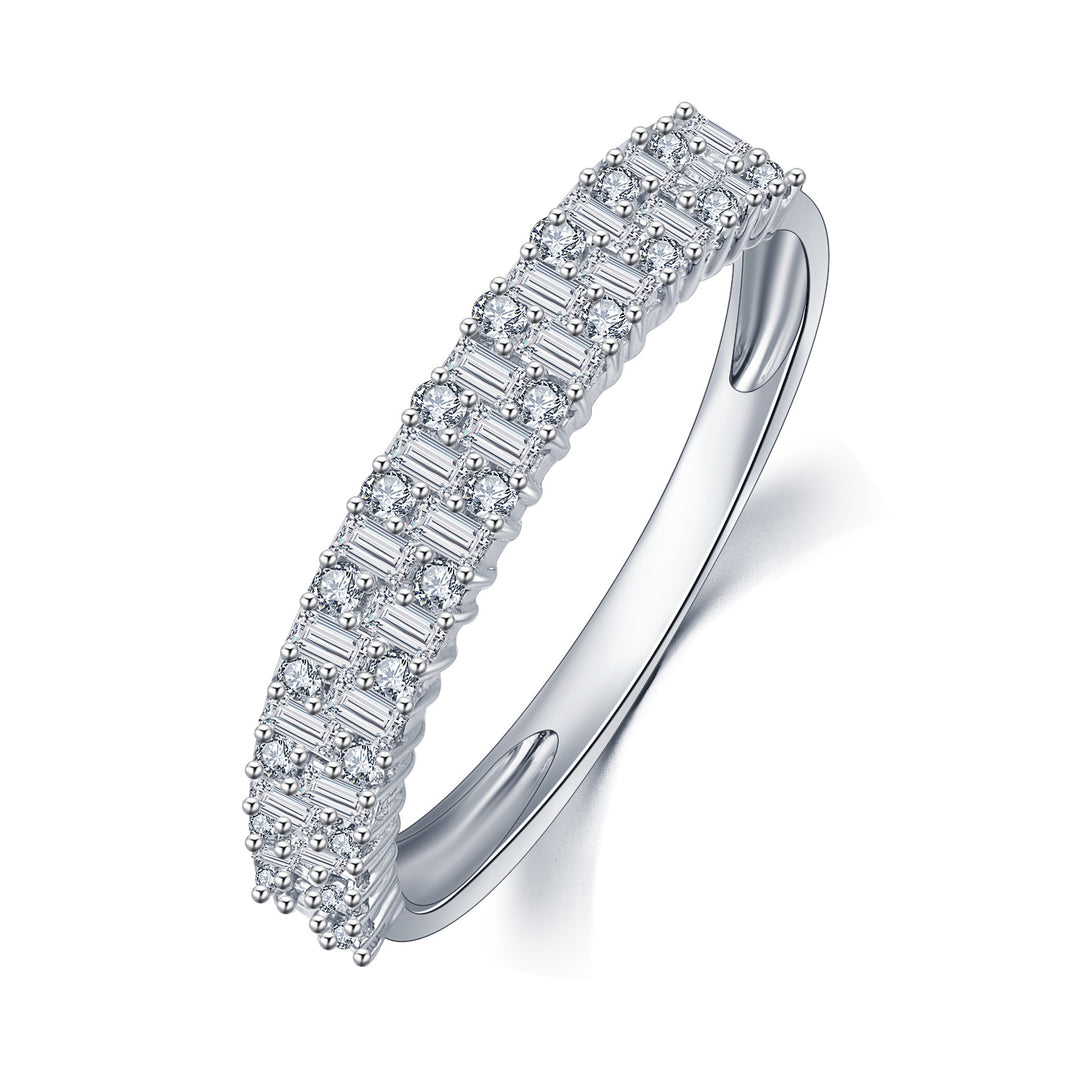 Simple Design Baguette Moissanite Wedding Ring Matching Band