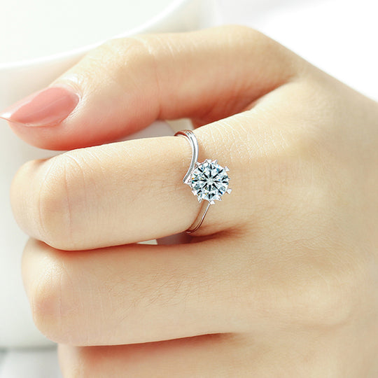 Snowflake Twisted Ring Band Design Moissanite Engagement Ring