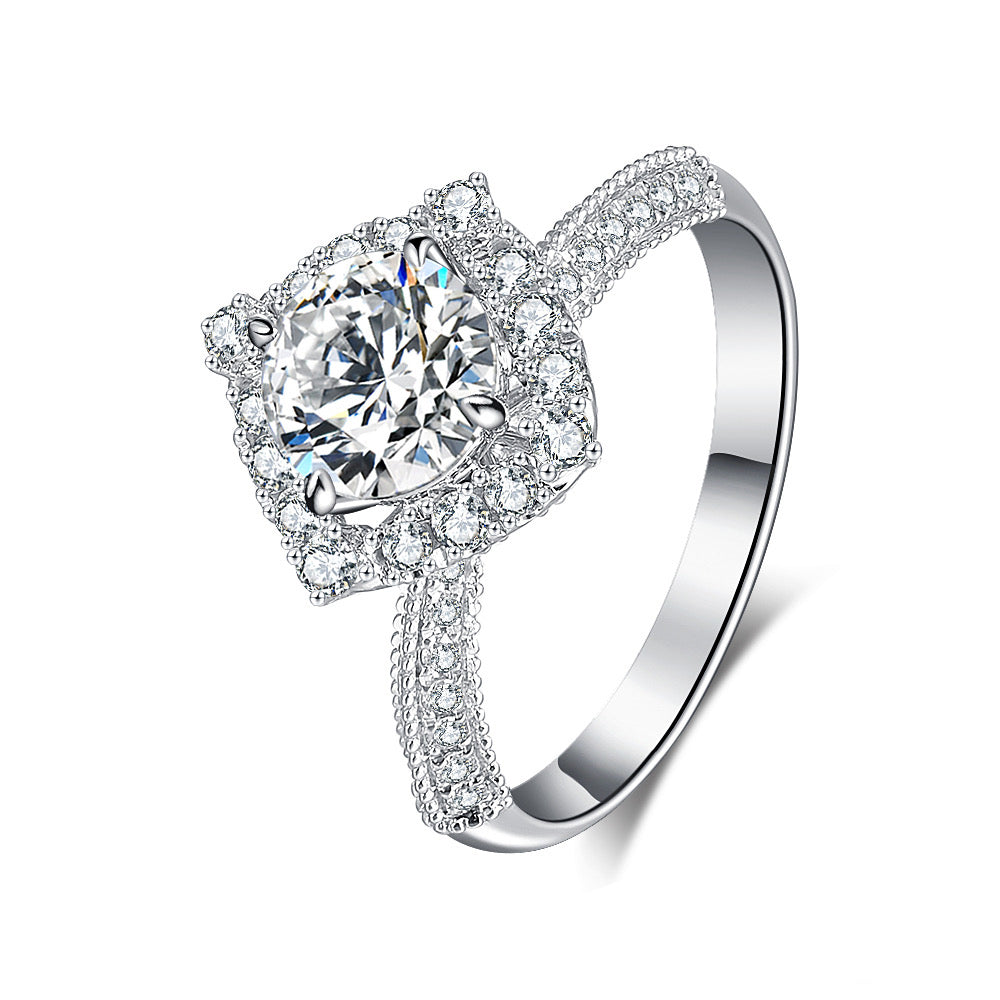 Rhombus Design Moissanite Engagement Ring