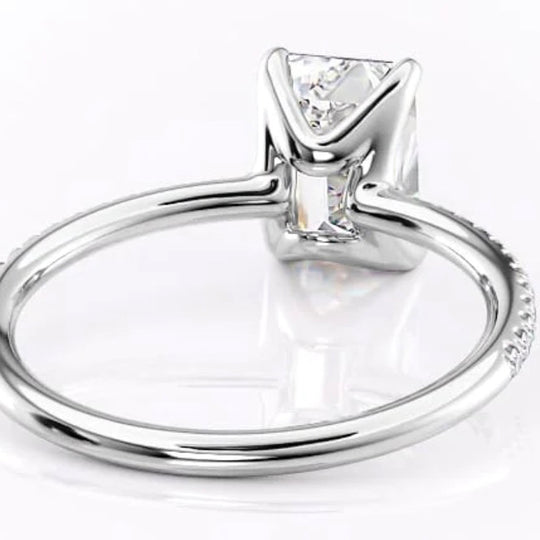 3CT Emerald Cut Side Stone Moissanite Engagement Ring