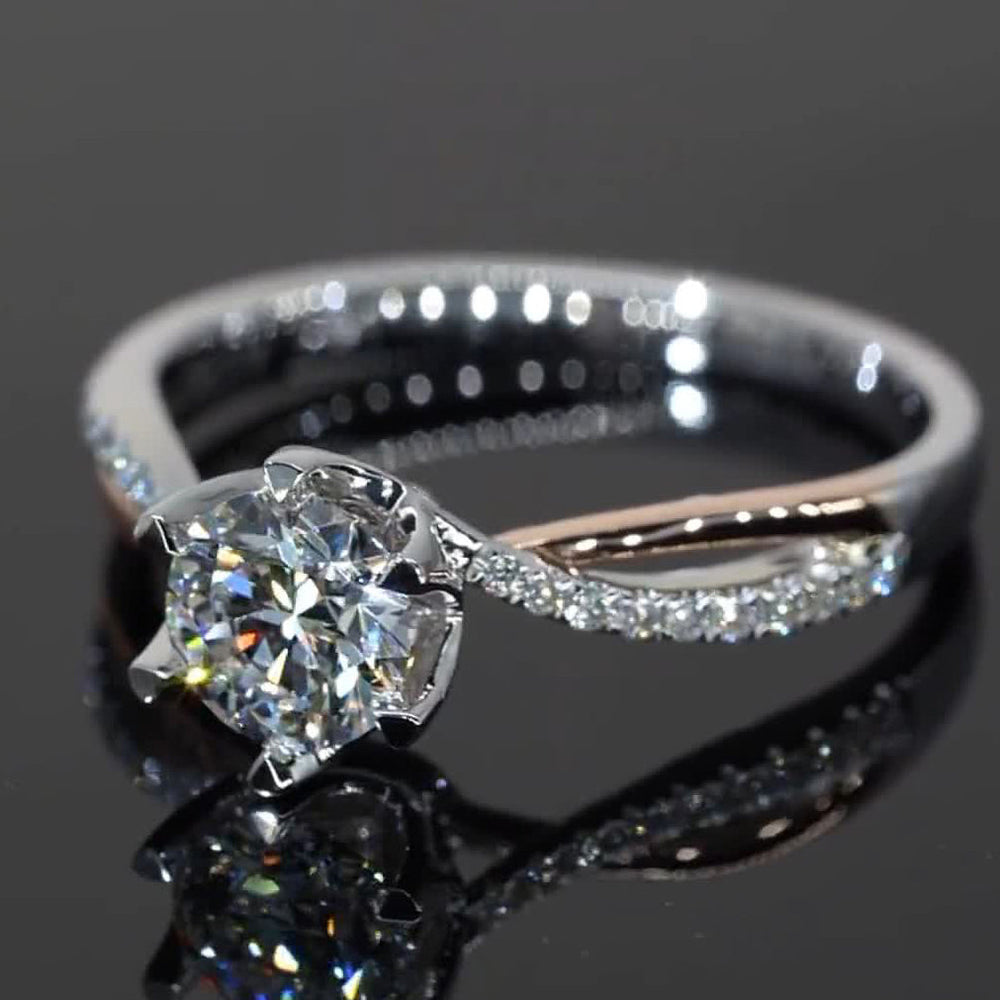 Classic 6 Claws 2 Tones  Moissanite Engagement Ring