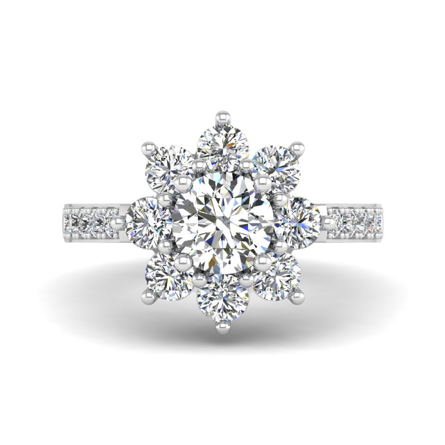 Classic FLower Design Moissanite Engagement Ring