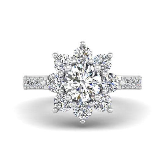 Classic FLower Design Moissanite Engagement Ring