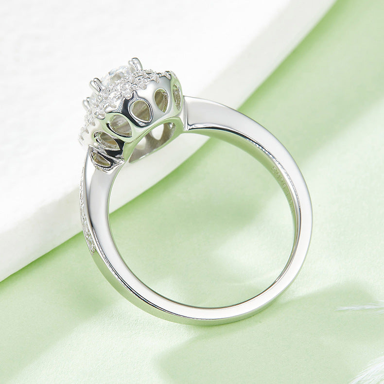 Double Halo Design Oval Cut  Moissanite Ring