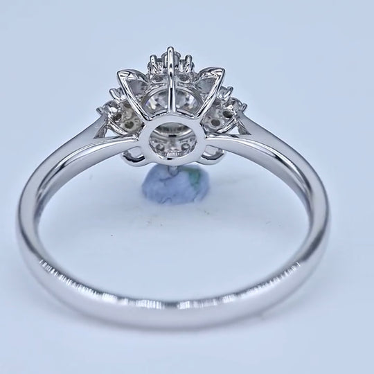 Flower Design Round Cut Moissanite Engagement Ring