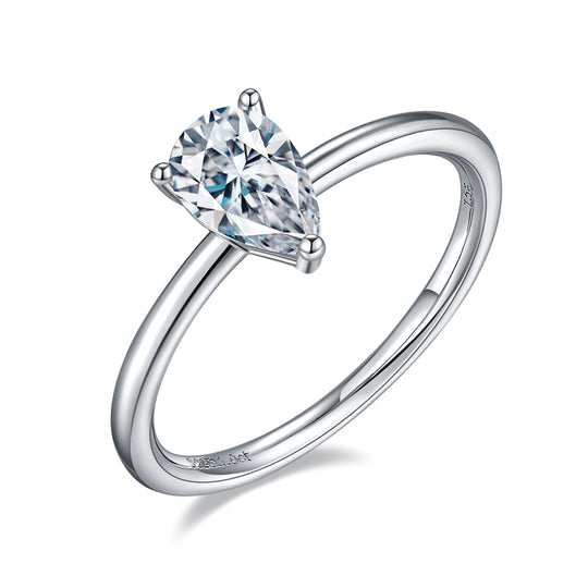 Pear Cut Solitary Moissanite Engagement Ring