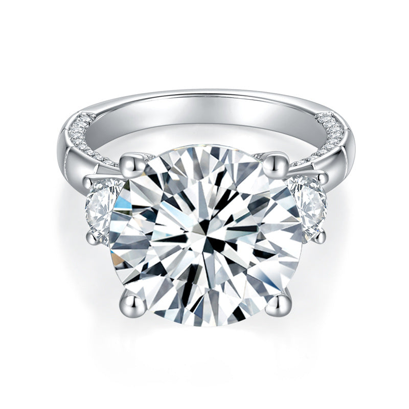 8CT 3 Stones Design Moissanite Engagement Ring