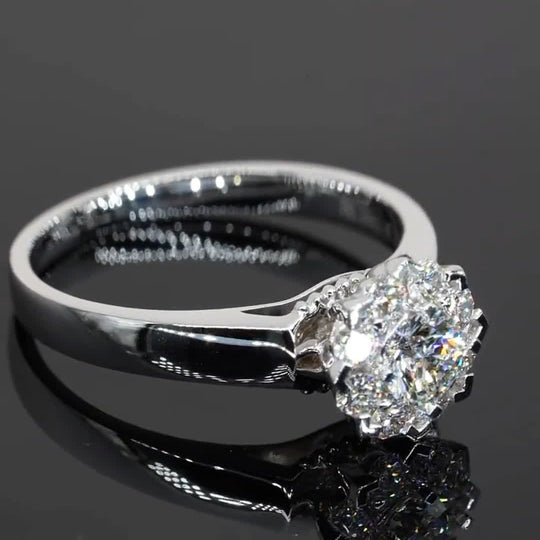 Elegant Flower Design Moissanite Engagement Ring