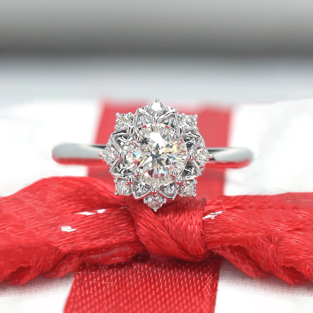 Star Flowers Design Moissanite Engagement Ring