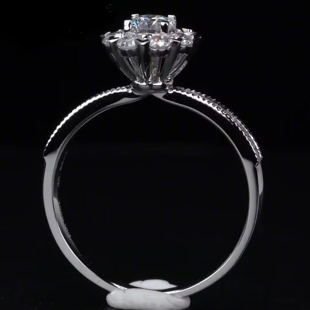 Flower Design Moissanite Engagement Ring